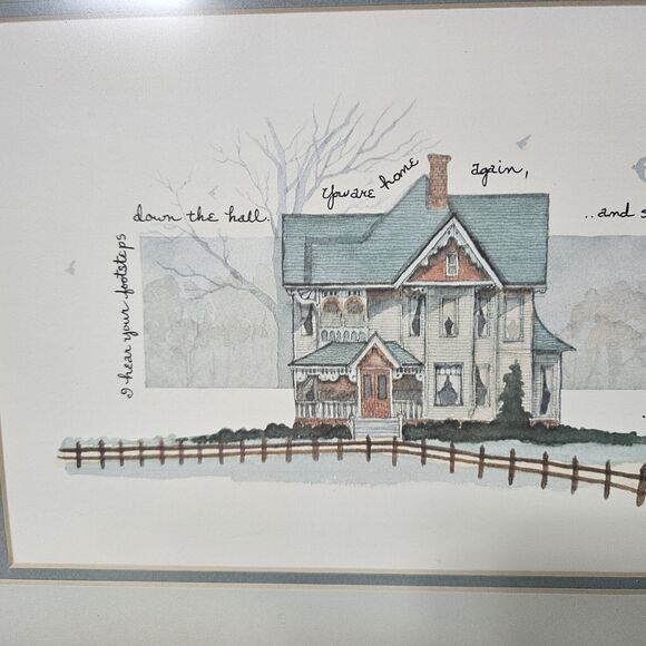 Vintage D.Morgan 1987 'I Hear Your‎ Footsteps Down The Hall' Framed Print  Love - Picture 2 of 6